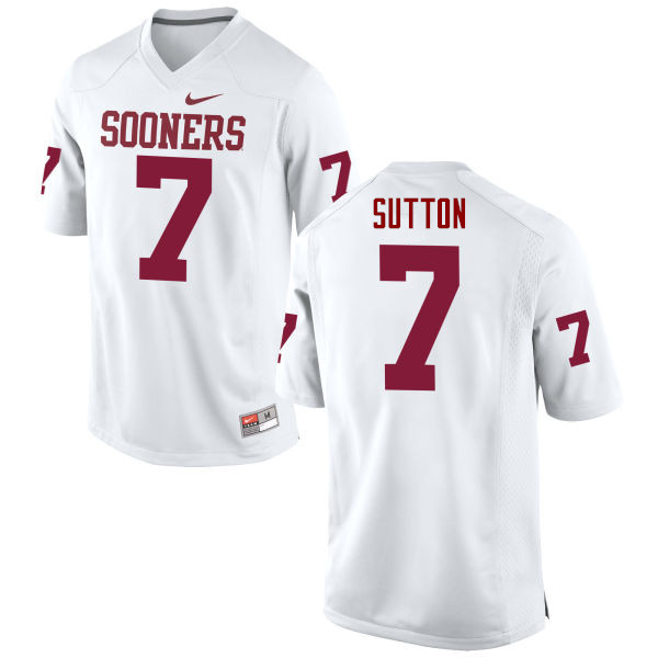 Men Oklahoma Sooners #7 Marcelias Sutton College Football Jerseys Game-White - Click Image to Close